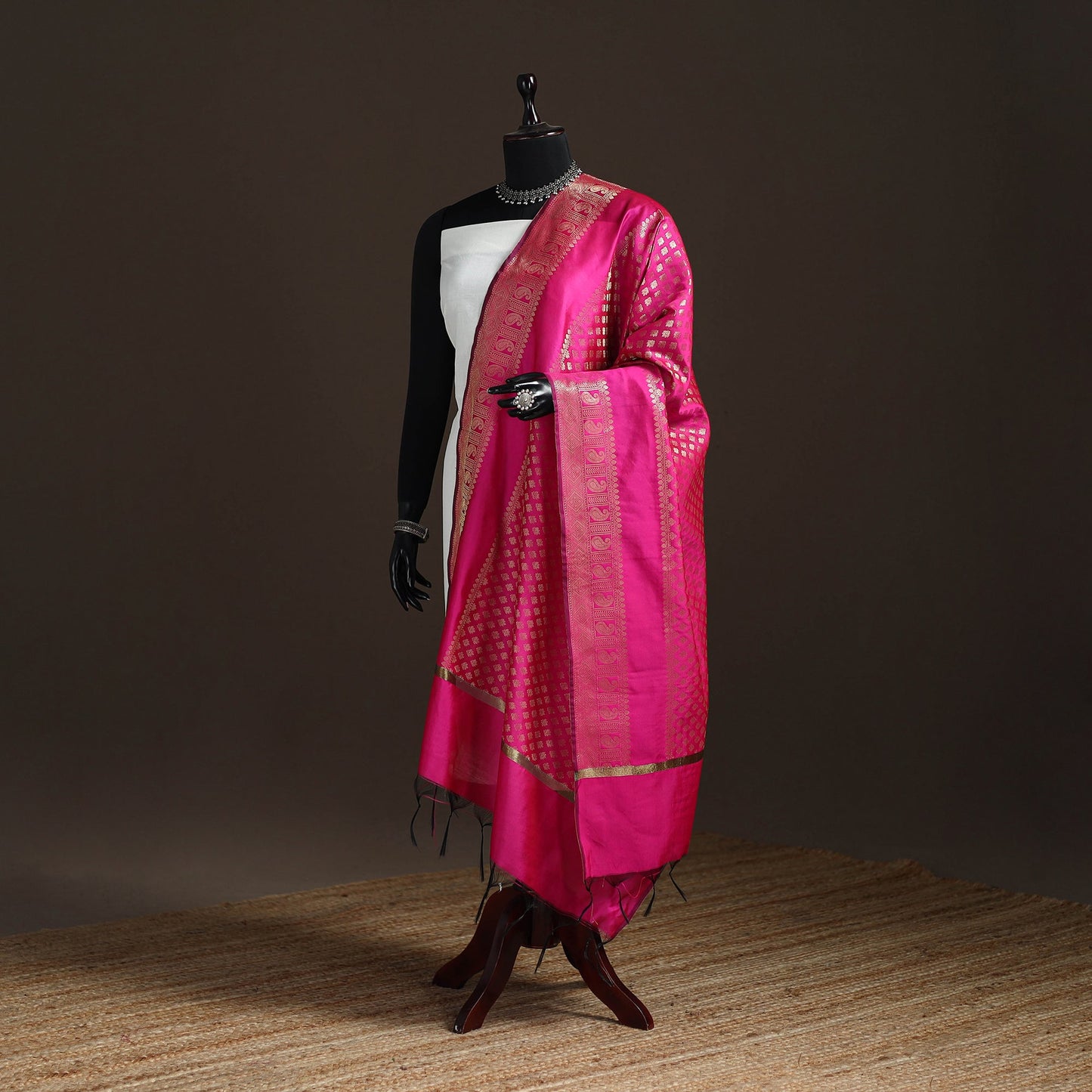 Zari work banarasi silk dupatta 22 - handcrafted