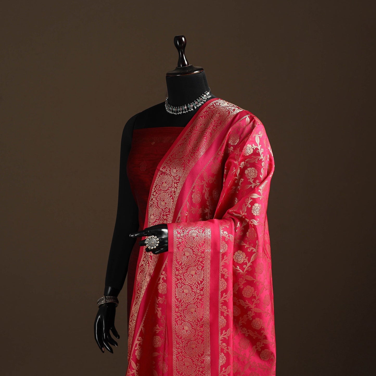 Zari work banarasi silk dupatta 29 - handcrafted