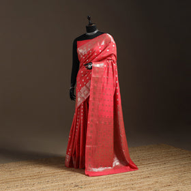 Pink - zari work chiniya silk banarasi saree 08