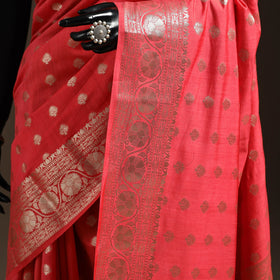 Pink - zari work chiniya silk banarasi saree 08