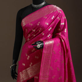 Zari work chiniya silk banarasi saree 10 - handcrafted