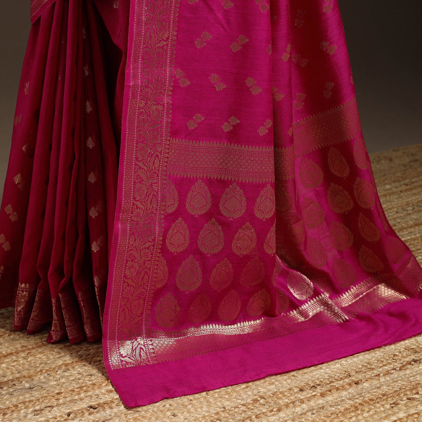 Zari work chiniya silk banarasi saree 10 - handcrafted