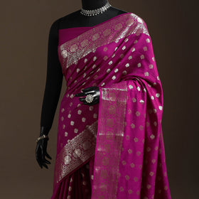 Zari work chiniya silk banarasi saree 11 - handcrafted