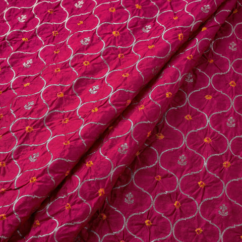 Zari work silk tie-dye bandhani fabric 43 - handcrafted