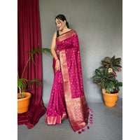 Udaan Pink Soft Silk Handwork Saree