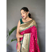 Polka Paithani Pink Paithani Silk Handwork Saree