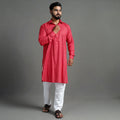  Linen Viscose Plain Men Long Pathani Kurta 