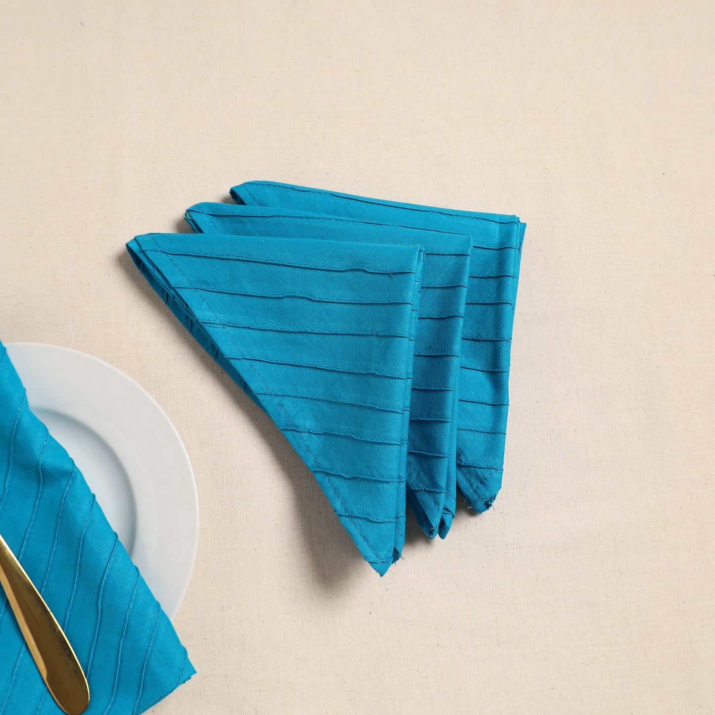 Pintuck plain table napkin (set of 4) 04 - handcrafted