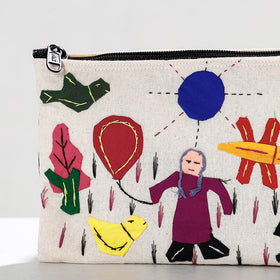 Buy Pipli Applique Work Cotton Cosmetic Pouch Online at iTokri.com