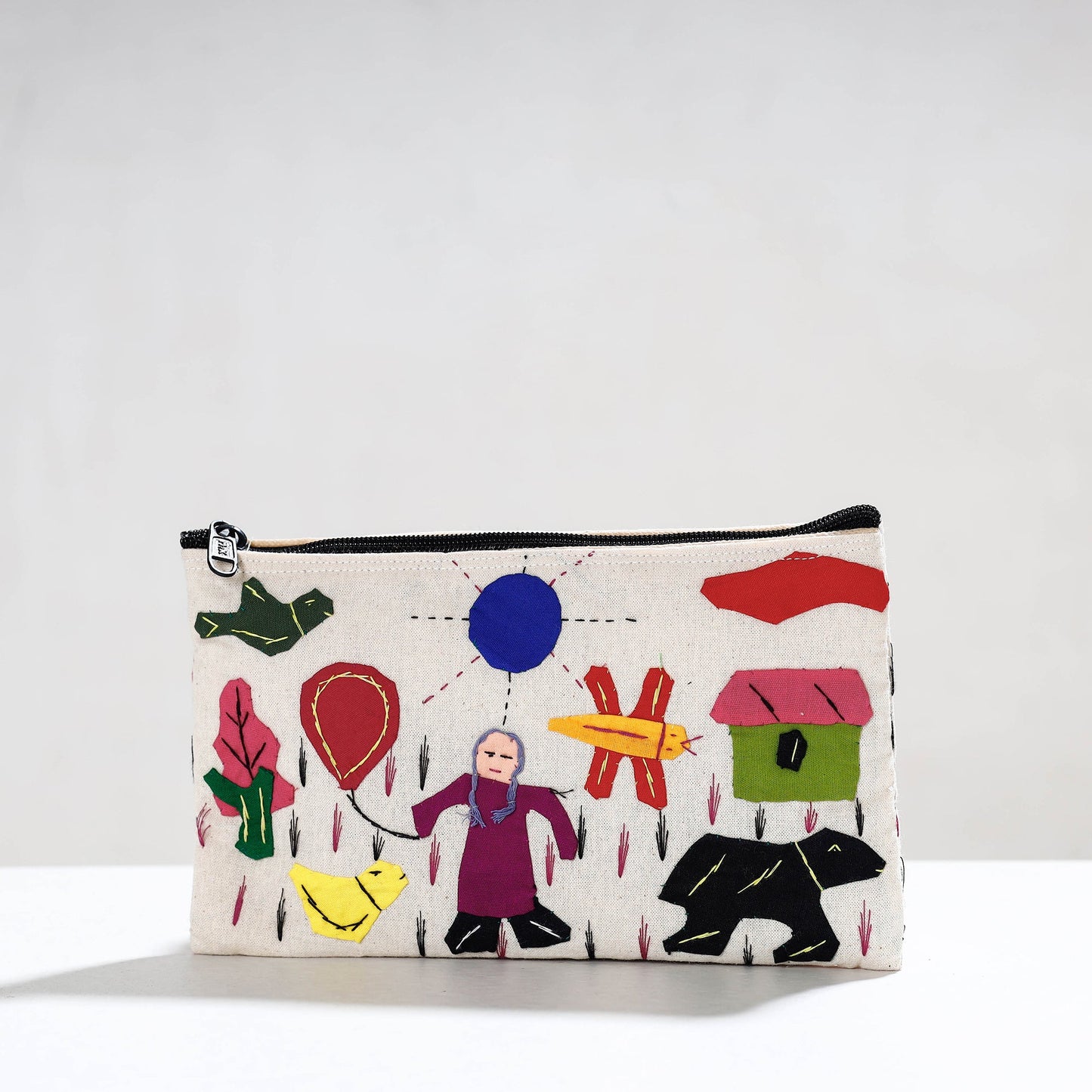 Buy Pipli Applique Work Cotton Cosmetic Pouch Online at iTokri.com