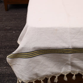Plain cotton double handloom bed cover (98 x 90 in) 01