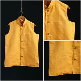 Plain cotton mandarin collar nehru jacket for men 01