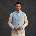Plain cotton mandarin collar nehru jacket for men 02