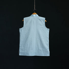 Plain cotton mandarin collar nehru jacket for men 02
