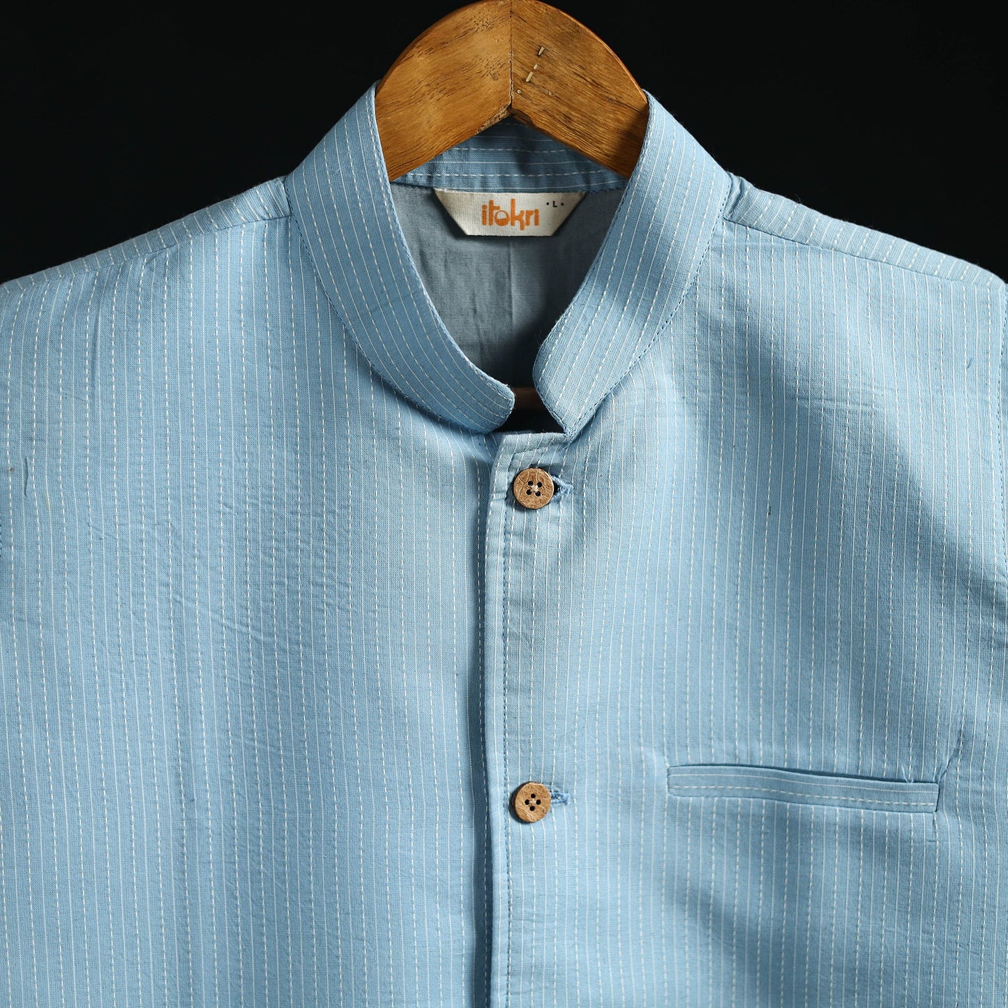 Plain cotton mandarin collar nehru jacket for men 02