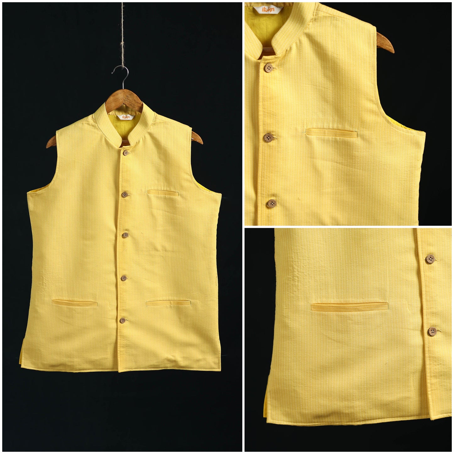 Plain cotton mandarin collar nehru jacket for men 04