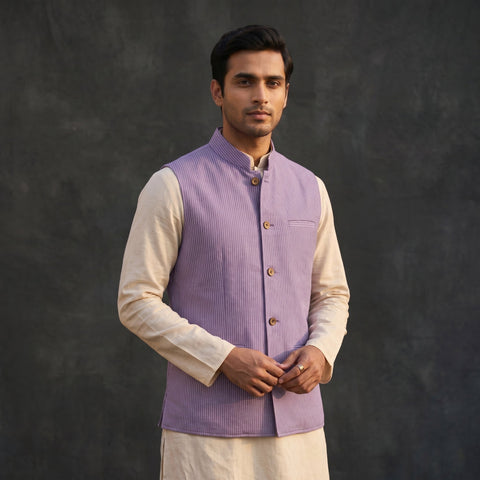 Plain cotton mandarin collar nehru jacket for men 06