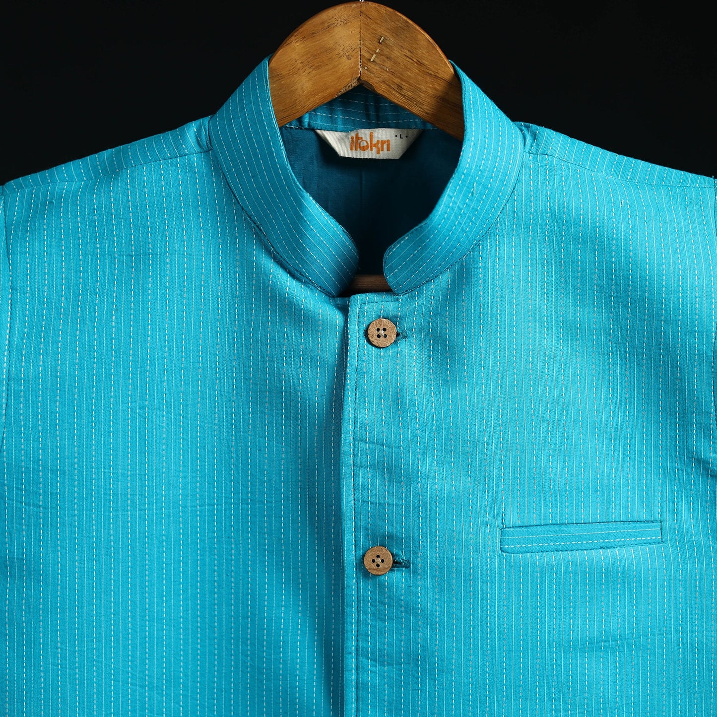 Plain cotton mandarin collar nehru jacket for men 08