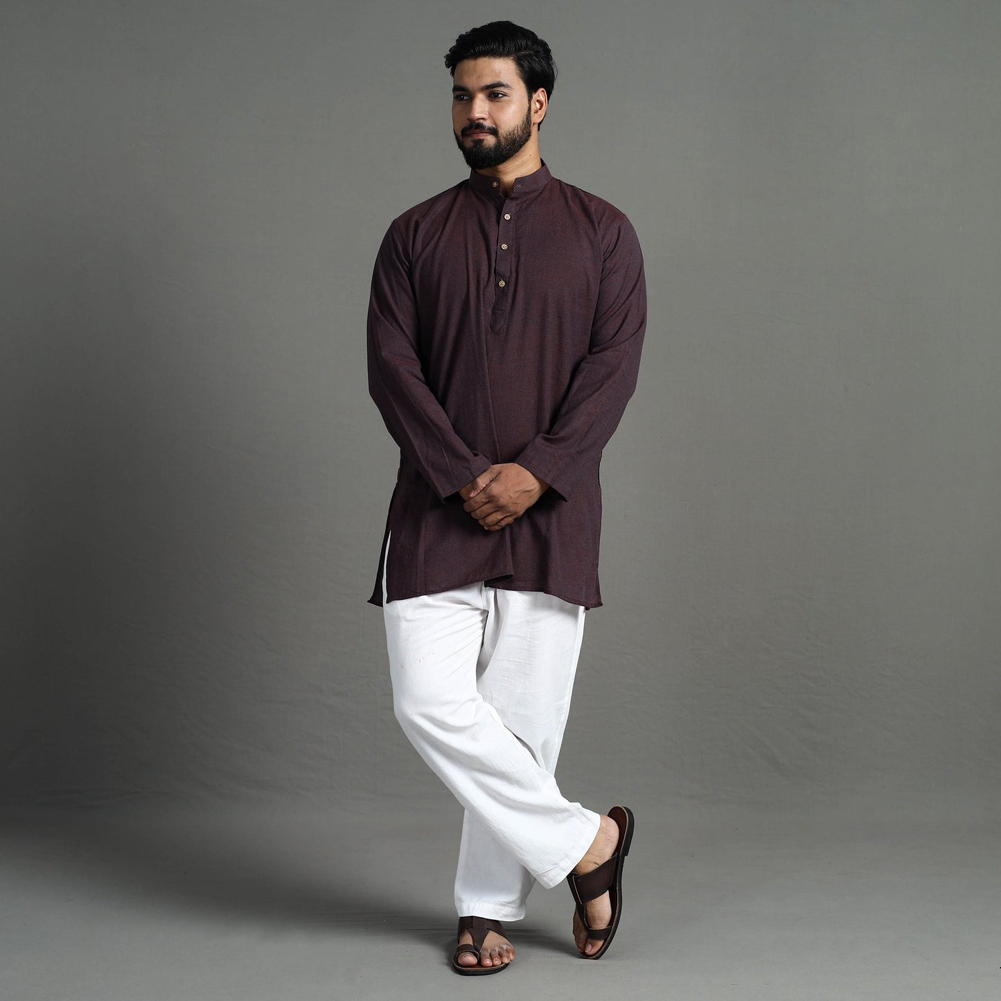 Buy Plain Handloom Cotton Men Short Kurta Online at iTokri.com