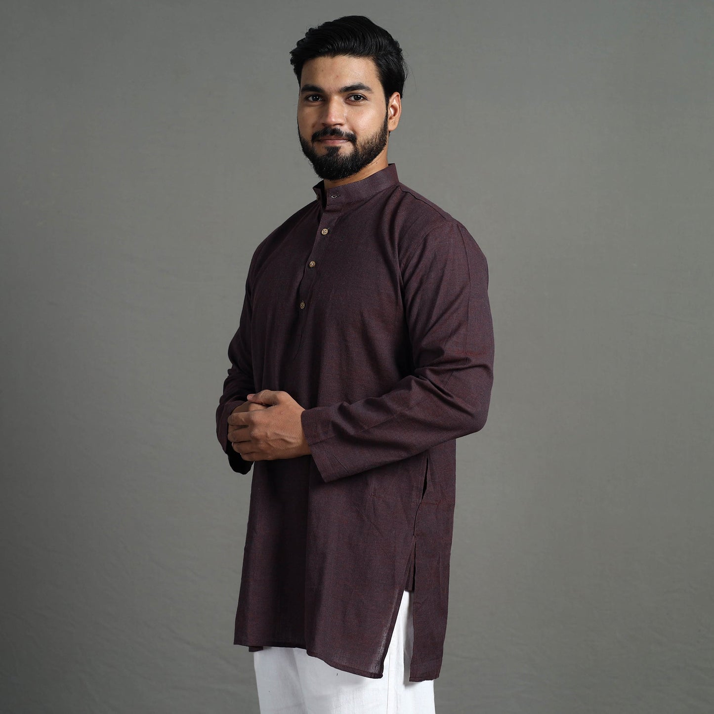 Buy Plain Handloom Cotton Men Short Kurta Online at iTokri.com