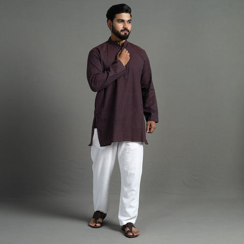 Buy Plain Handloom Cotton Men Short Kurta Online at iTokri.com