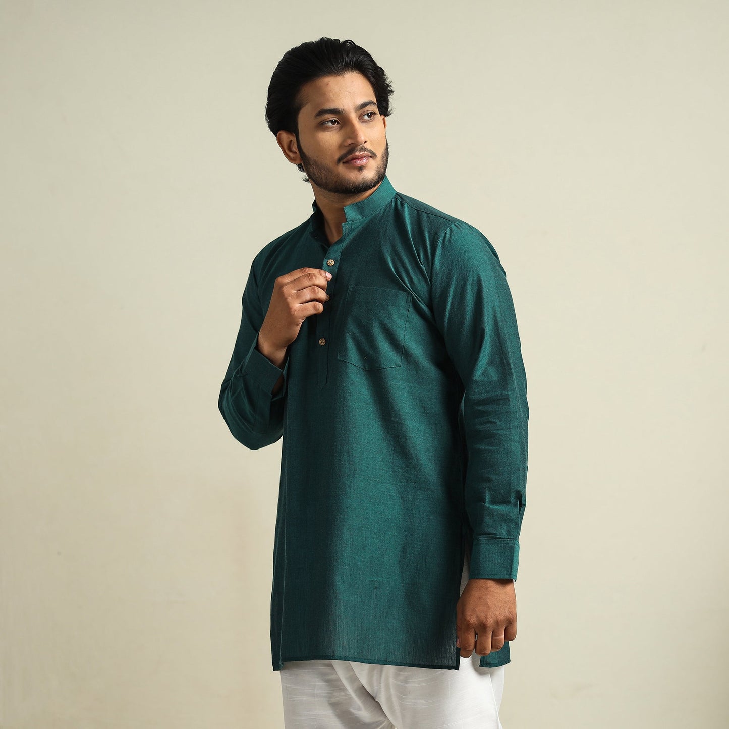 Buy Plain Handloom Cotton Men Short Kurta Online at iTokri.com