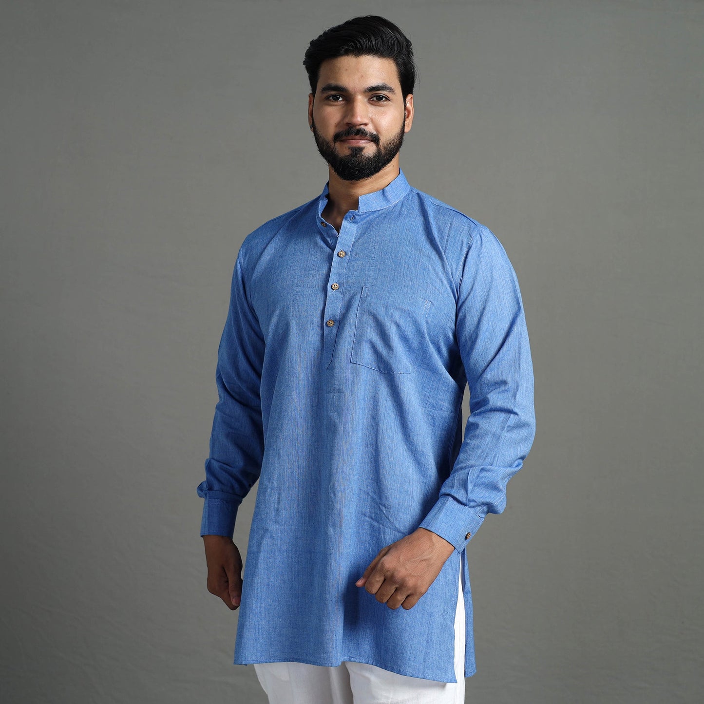 Buy Plain Handloom Cotton Men Short Kurta Online at iTokri.com