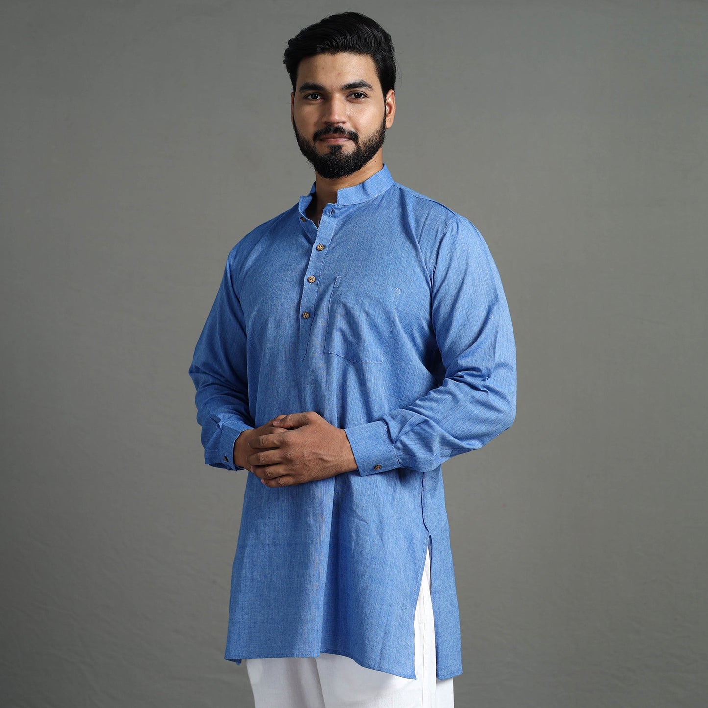 Buy Plain Handloom Cotton Men Short Kurta Online at iTokri.com