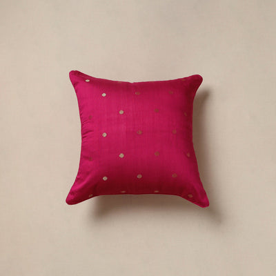 Plain zari buti cushion cover 127 - handcrafted