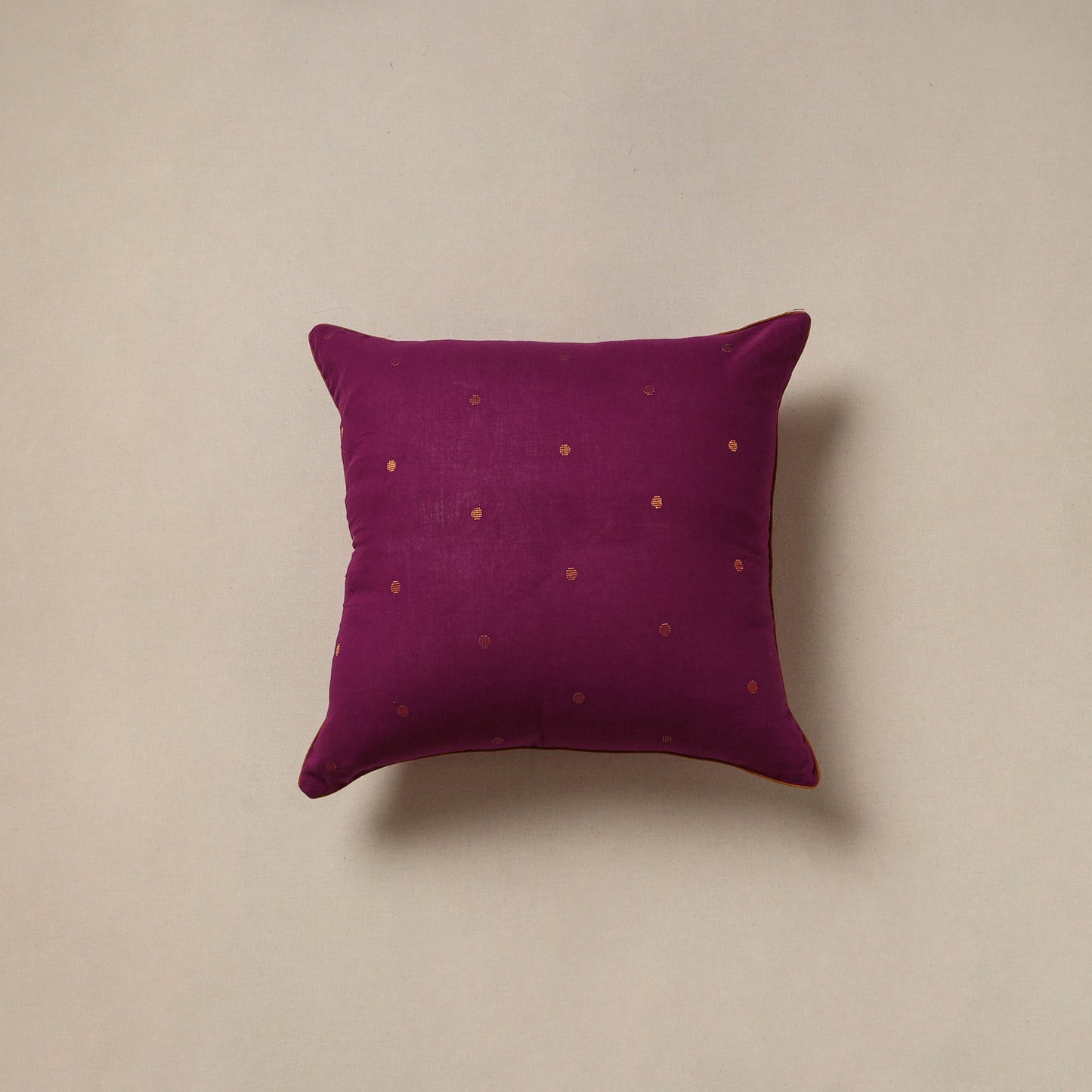 Plain zari buti cushion cover 130 - handcrafted