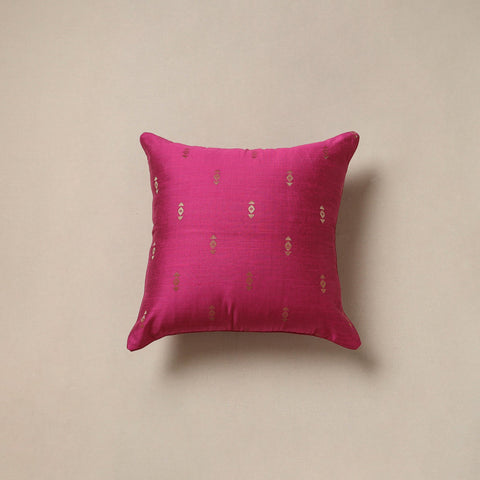 Plain zari buti cushion cover 132 - handcrafted