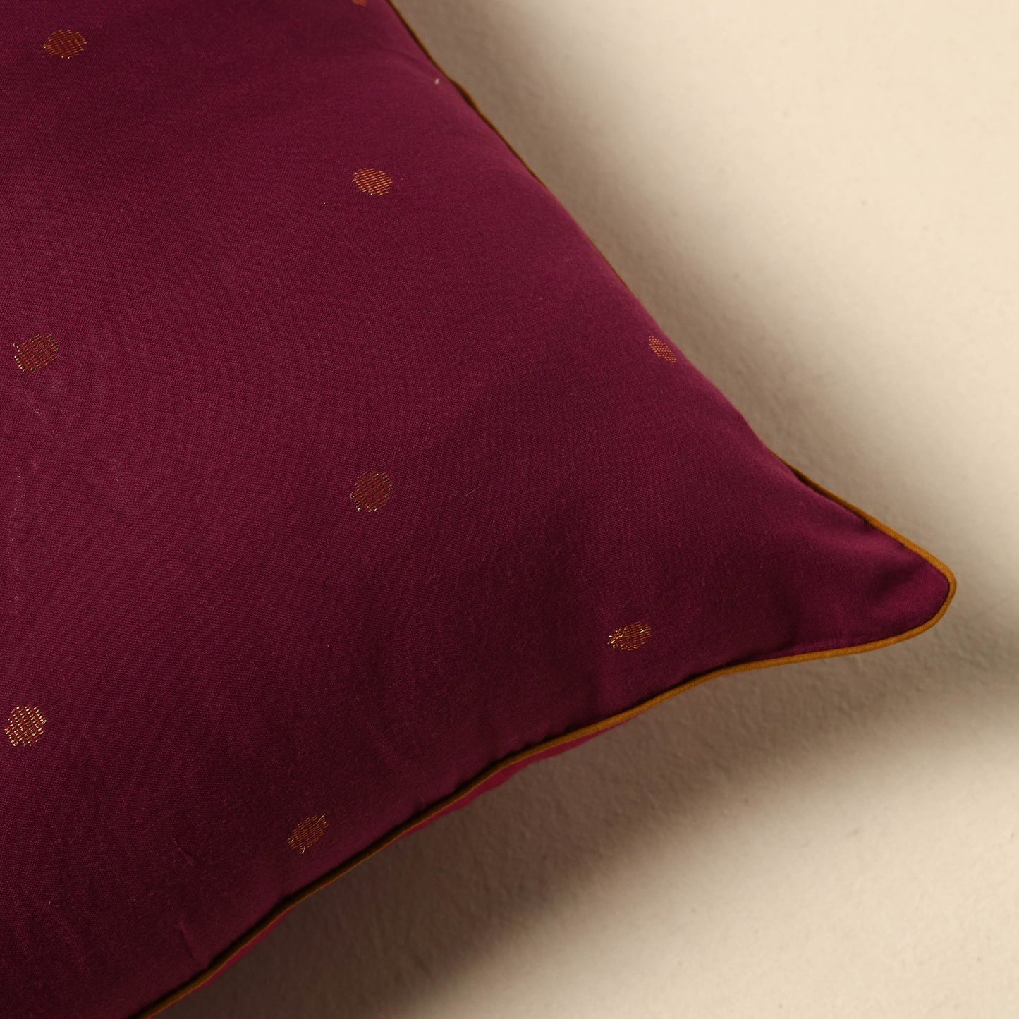 Plain zari buti cushion cover 59 - handcrafted
