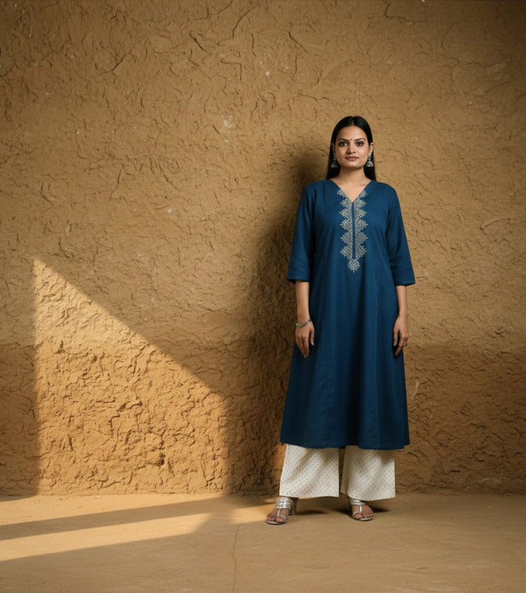 Plain Embroidered Kurtas