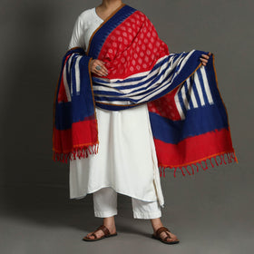 Pochampally Double Ikat Cotton Handloom Dupatta with Tassels 71