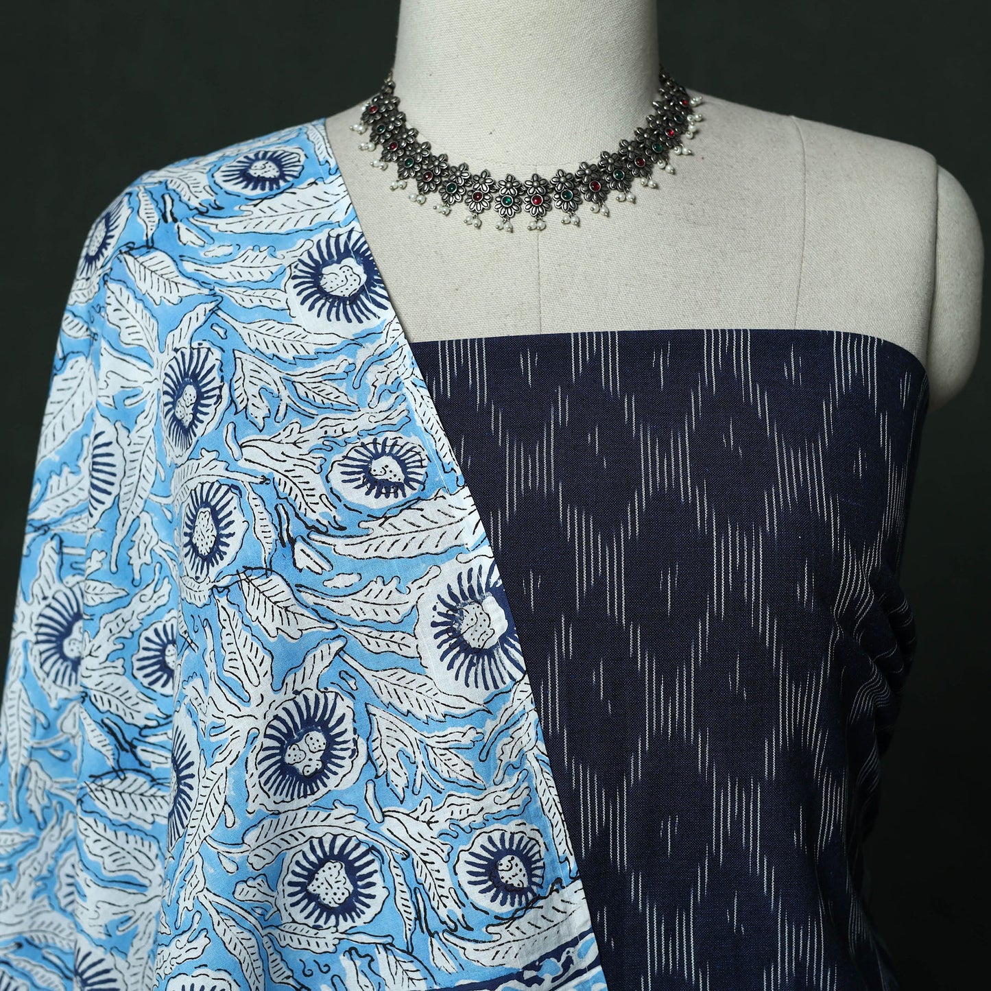 Pochampally ikat cotton 2pc unstitched dress material