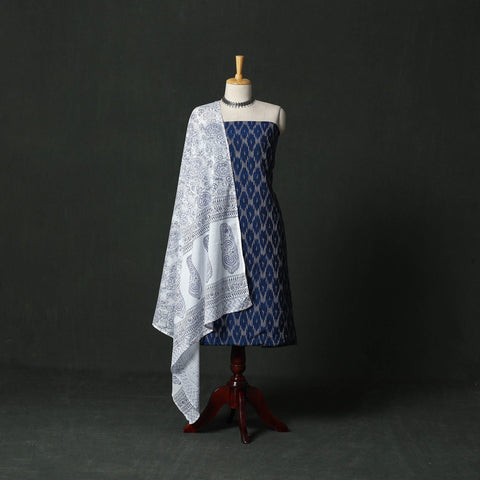 Pochampally ikat cotton 2pc unstitched dress material