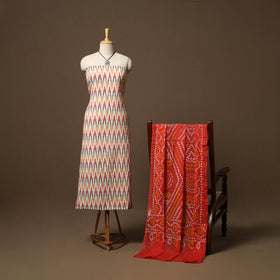 Pochampally ikat cotton 2pc unstitched dress material