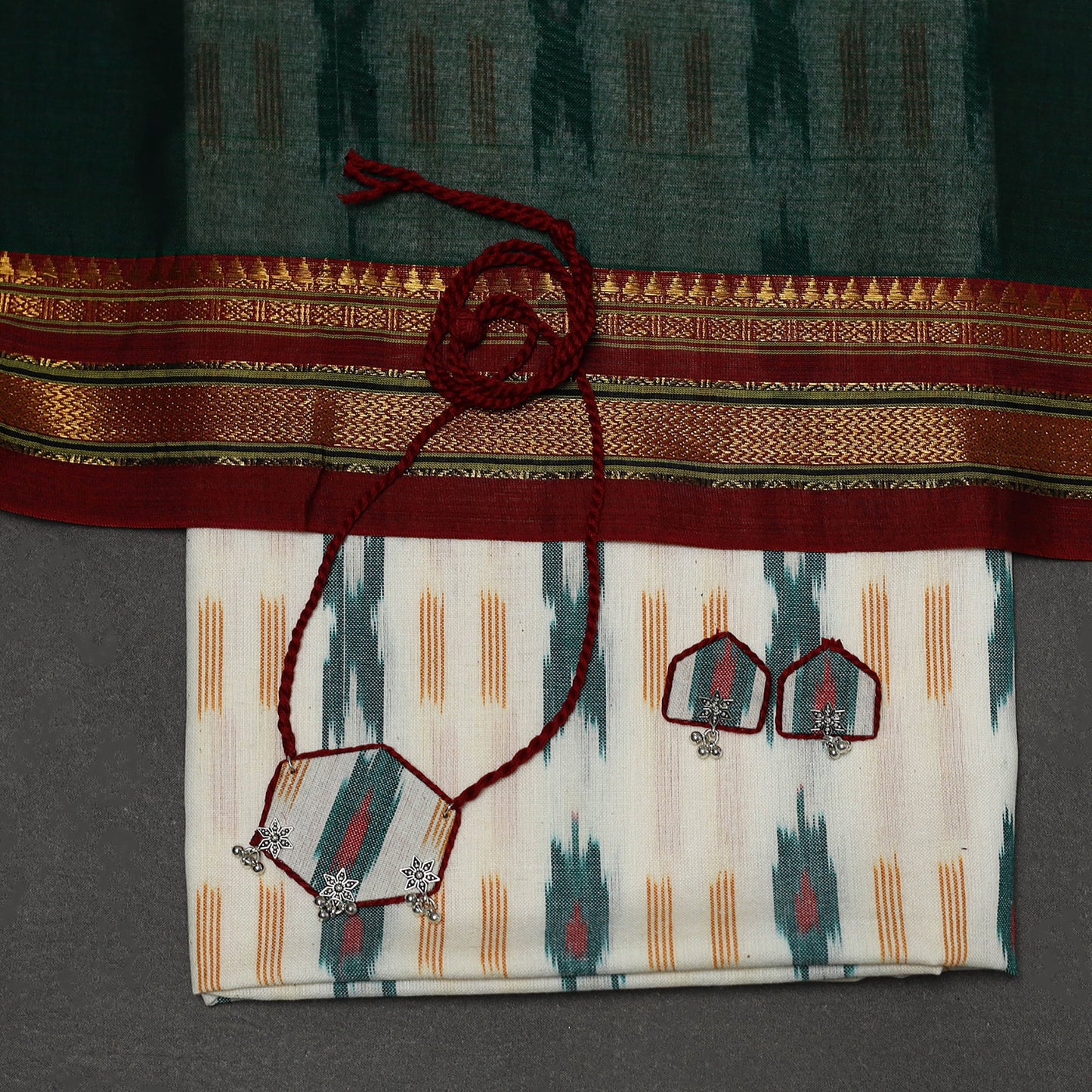 Pochampally ikat cotton 2pc unstitched dress material