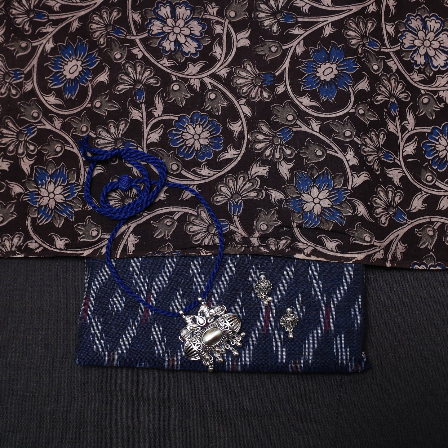 Pochampally ikat cotton 2pc unstitched dress material