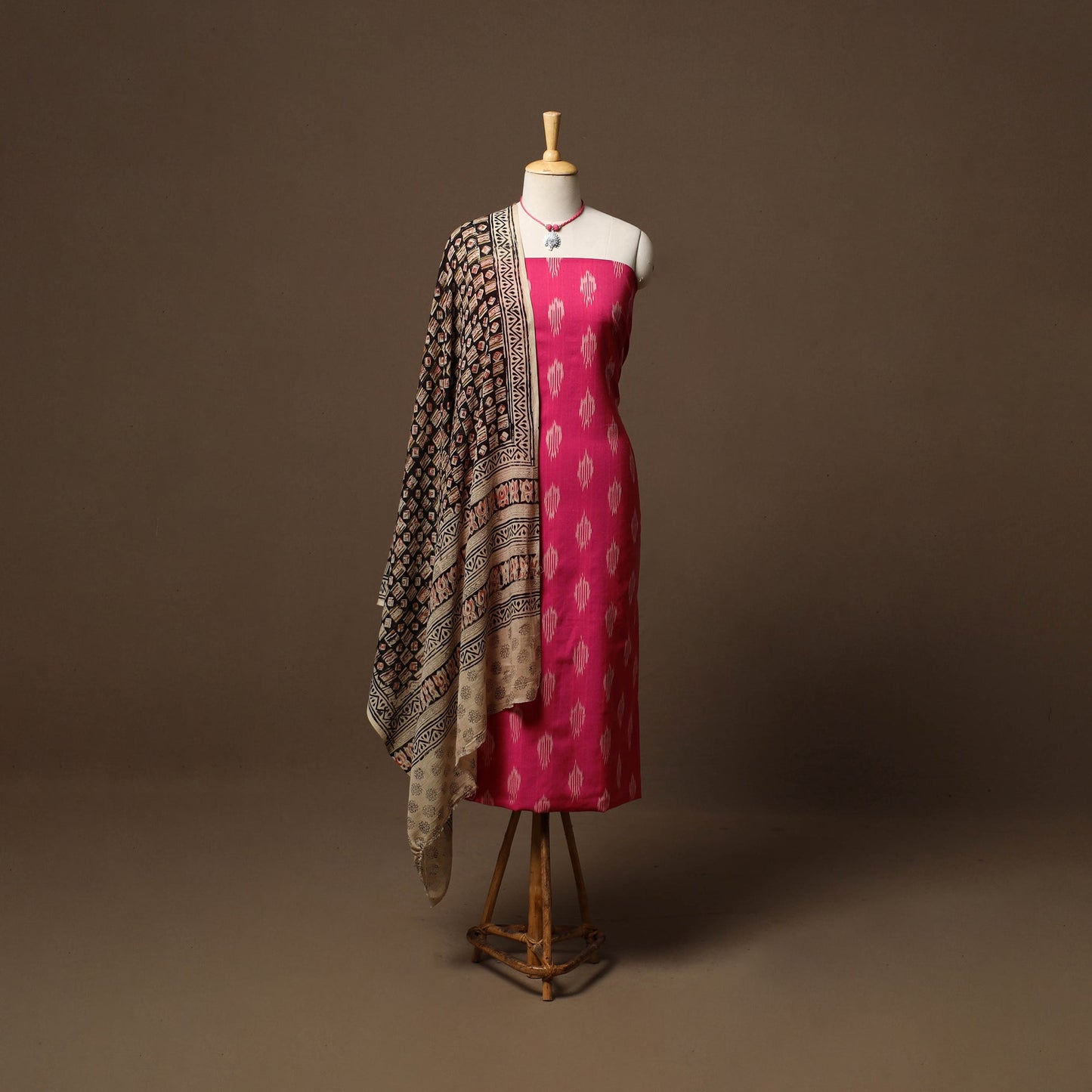 Pochampally ikat cotton 2pc unstitched dress material