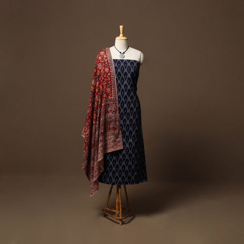 Pochampally ikat cotton 2pc unstitched dress material