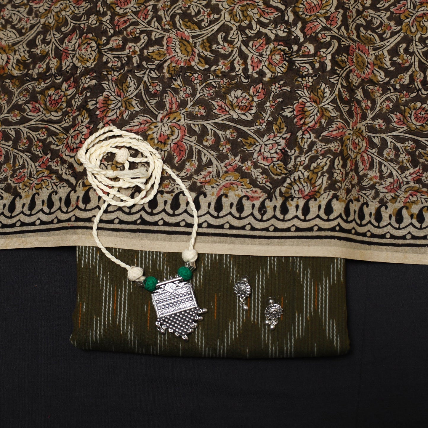 Pochampally ikat cotton 2pc unstitched dress material