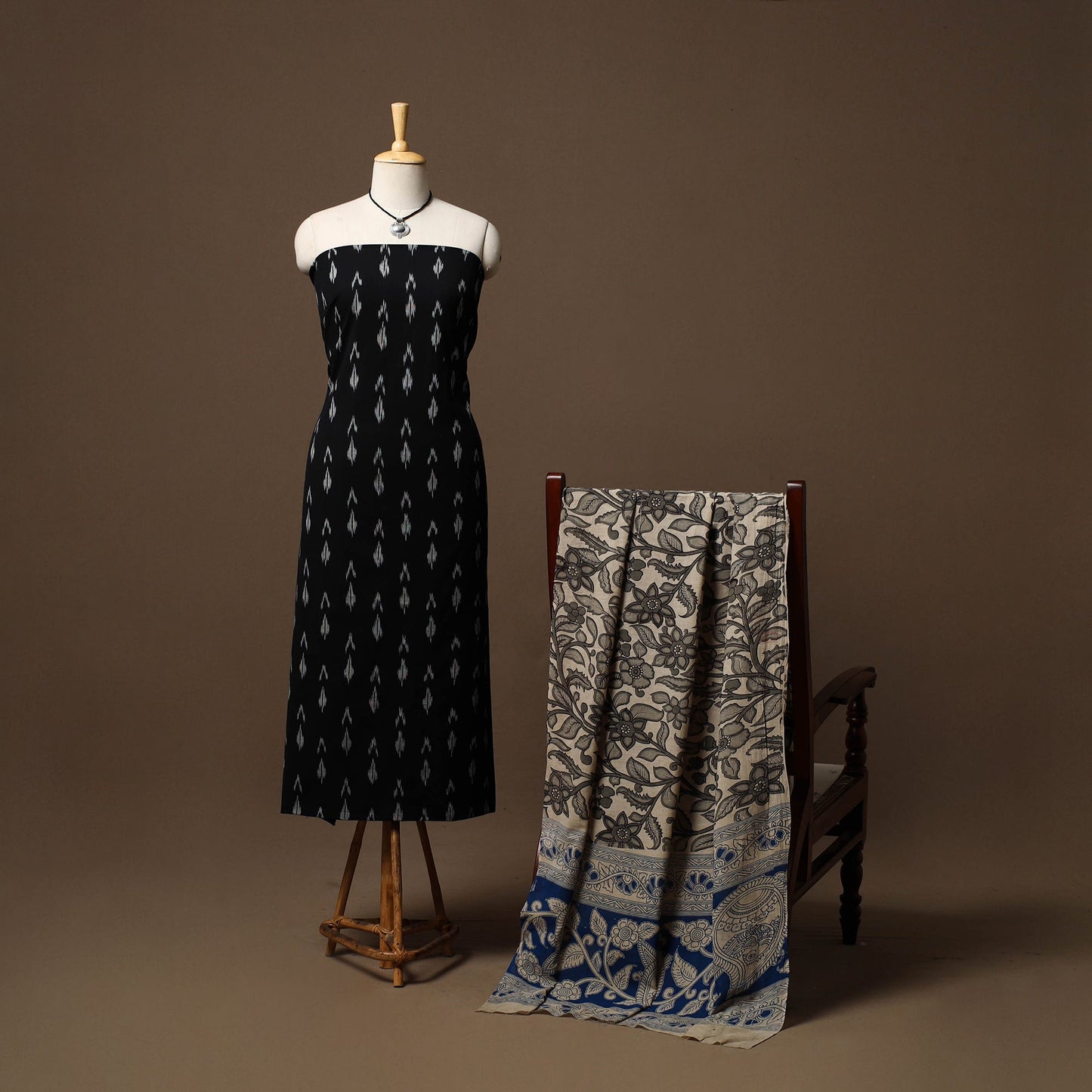 Pochampally ikat cotton 2pc unstitched dress material