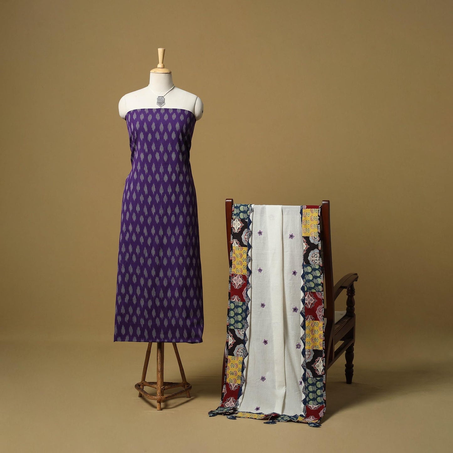 Pochampally ikat cotton 2pc unstitched dress material