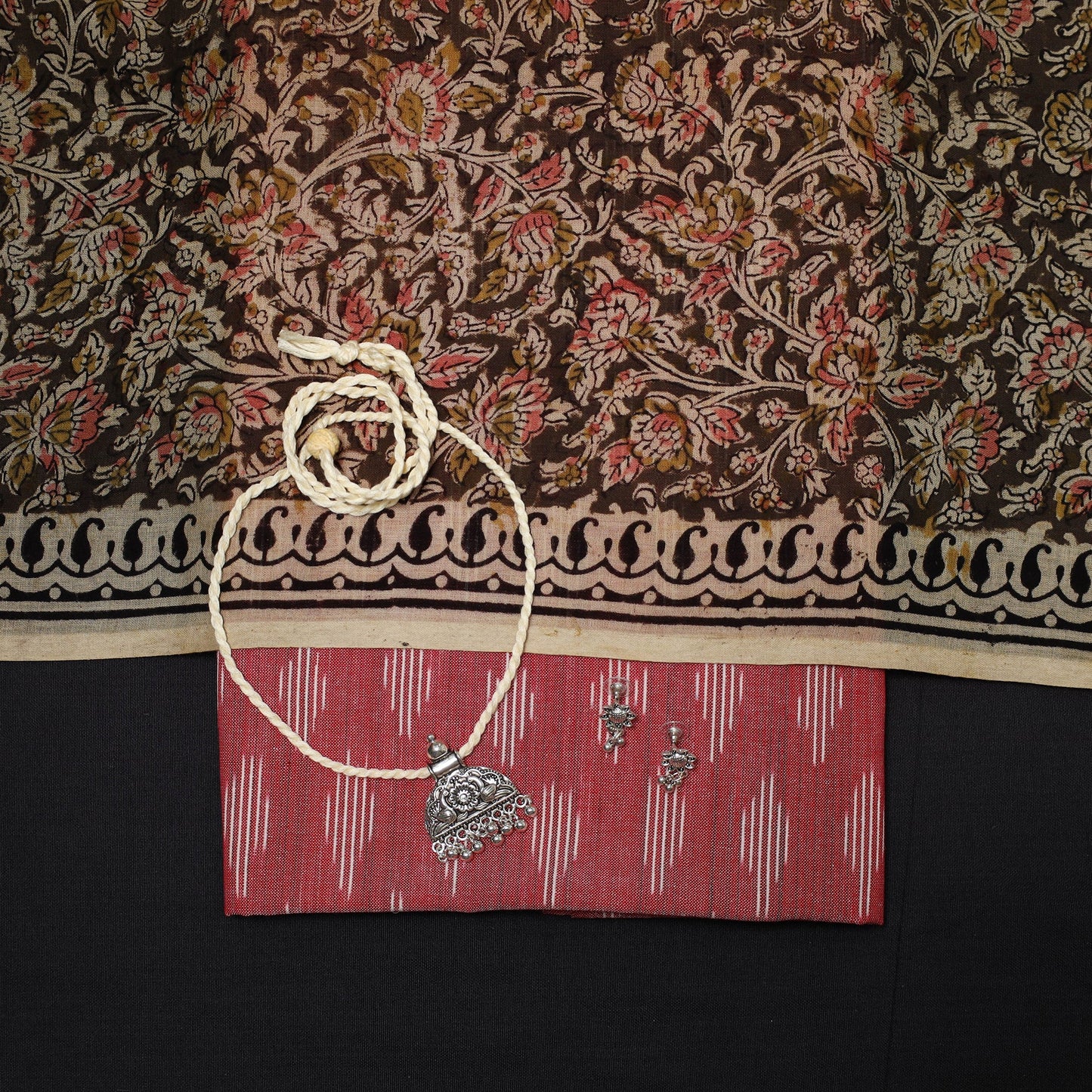 Pochampally ikat cotton 2pc unstitched dress material