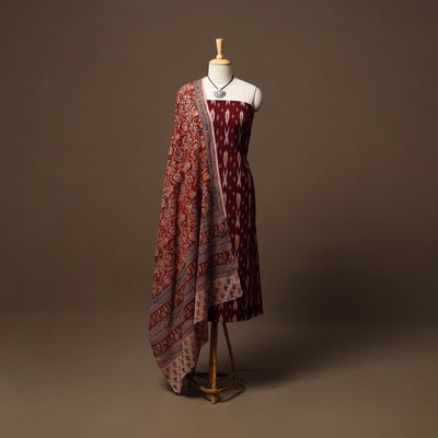 Pochampally ikat cotton 2pc unstitched dress material