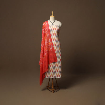 Pochampally ikat cotton 2pc unstitched dress material