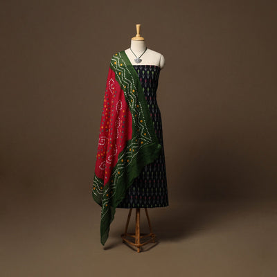 Pochampally ikat cotton 2pc unstitched dress material