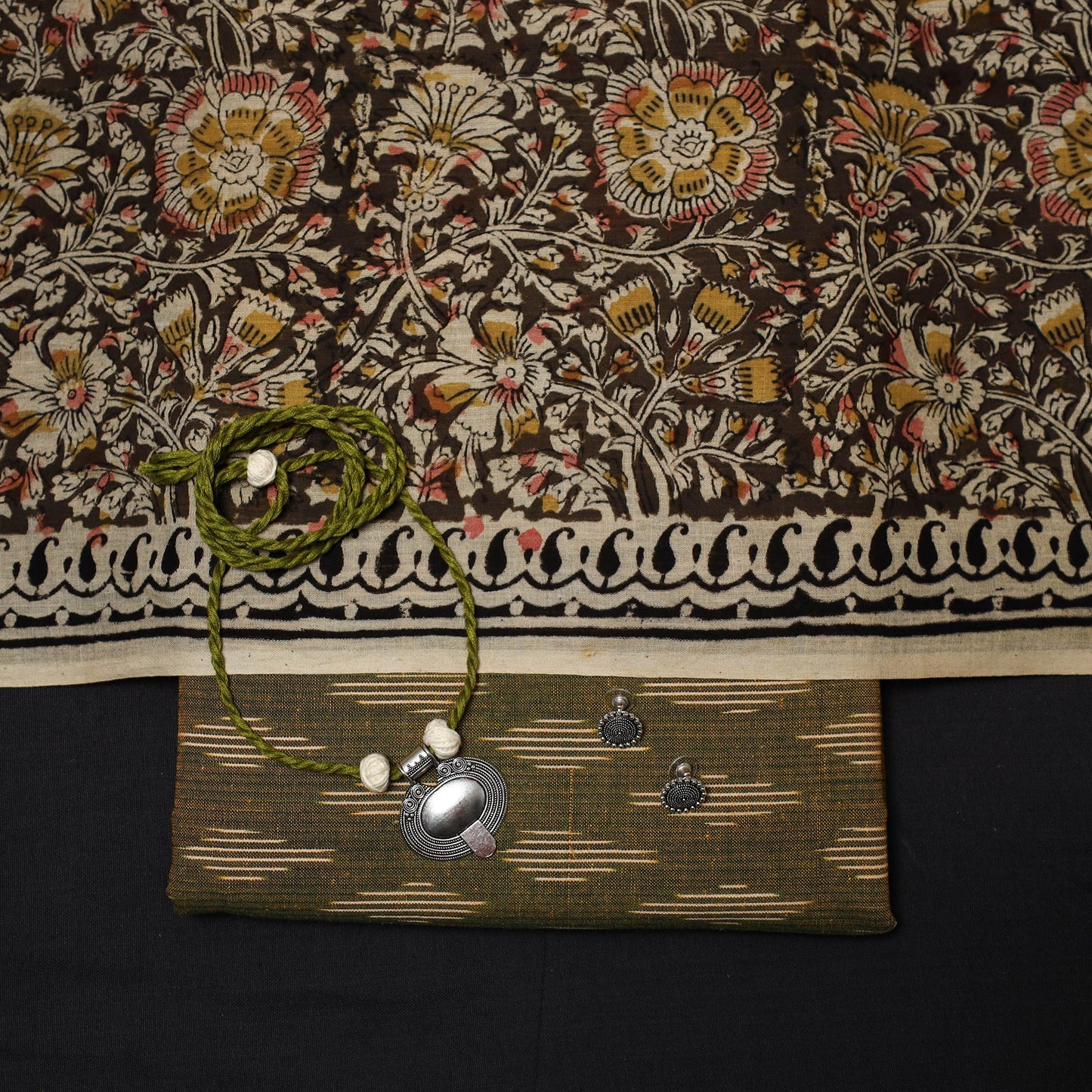 Pochampally ikat cotton 2pc unstitched dress material