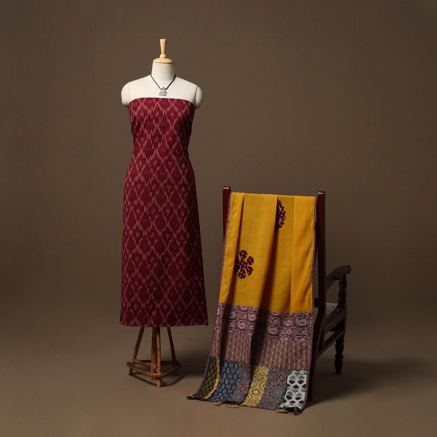 Pochampally ikat cotton 2pc unstitched dress material